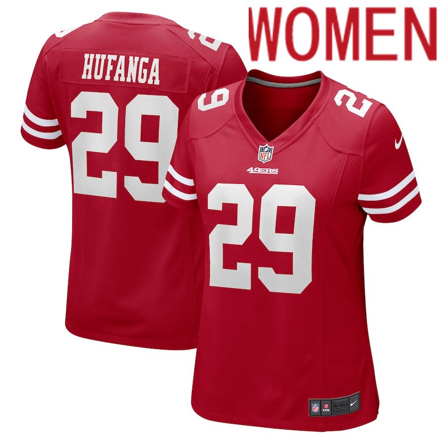 Women San Francisco 49ers #29 Talanoa Hufanga Nike Scarlet Game NFL Jersey->women nfl jersey->Women Jersey